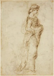 Recto : Figure féminine marchant vers la droite